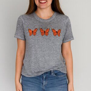 Freeze Gray Butterfly Graphic Tee – Size L – Soft Cotton Blend